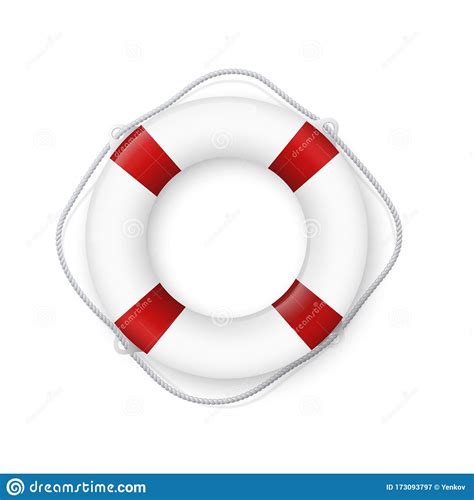 Realistic D Red Lifebuoy Marine Rescue Lifeboat Illustration Cartoon