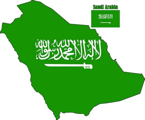 Bandera Y Mapa De Arabia Saudita Vector Premium