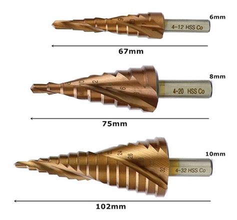 Set Mecha Broca Metales Escalonada Titanio Filo Diagonal Mercadolibre