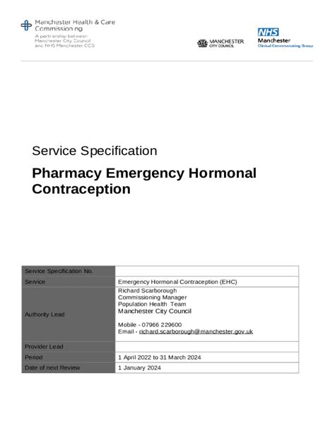 Pharmacy Emergency Hormonal Contraception Doc Template Pdffiller