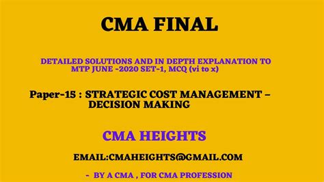 MTP CMA Final Syllabus 2016 June2020 Set 1 Vi To X Strategic Cost