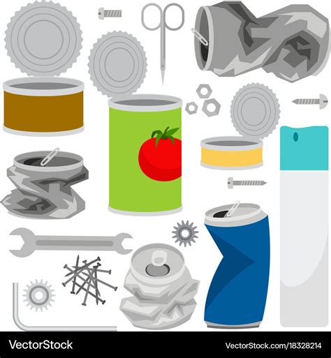 Metal Trash Icons Collection Royalty Free Vector Image