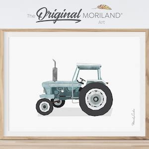 Pale Blue Tractor Wall Art, Tractor Nursery, Vintage Tractor ...