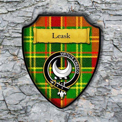 Leask Shield Plaque With Scottish Clan Coat Of Arms Badge On Etsy