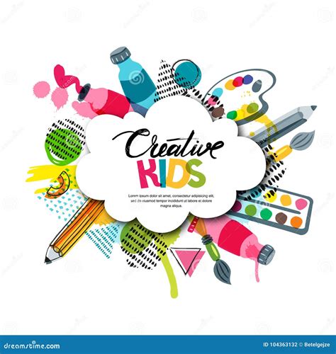 Kids Art Craft, Education, Creativity Class. Vector Banner, Poster with ...