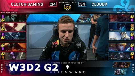 Cg Vs C9 Week 3 Day 2 S9 Lcs Spring 2019 Clutch Gaming Vs Cloud 9