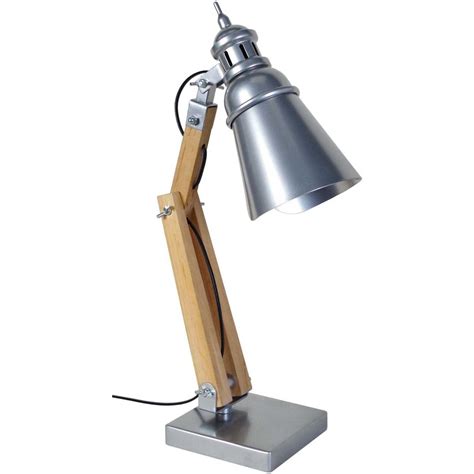 Tosel Lampe de bureau articulé bois naturel et aluminium Beige Maison