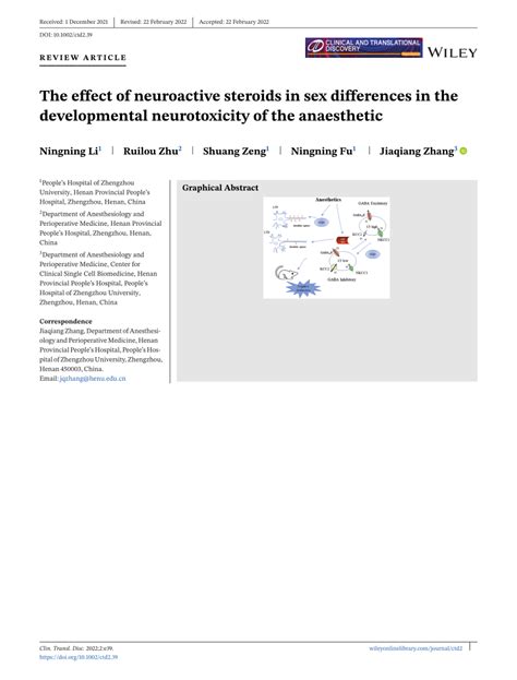 Pdf The Effect Of Neuroactive Steroids In Sex Differences In The