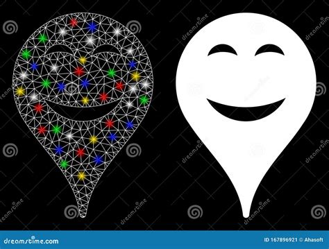 Flare Mesh Network Pleasure Smiley Map Marker Icon With Flare Spots