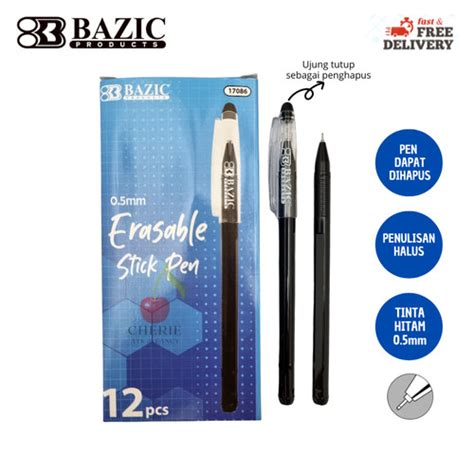 Jual Pen Bisa Dihapus Erasable Pen Bazic Hitam Gel Mm Box