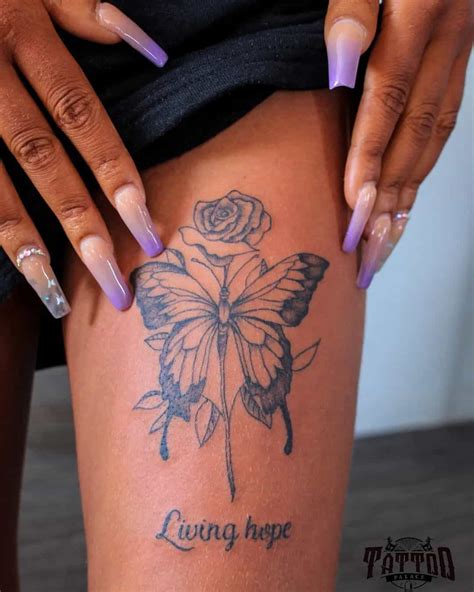 Front Thigh Quote Tattoos