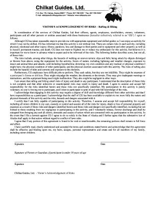 Fillable Online Acknowledgement Of Risk Form Pdf Chilkat Guides Fax