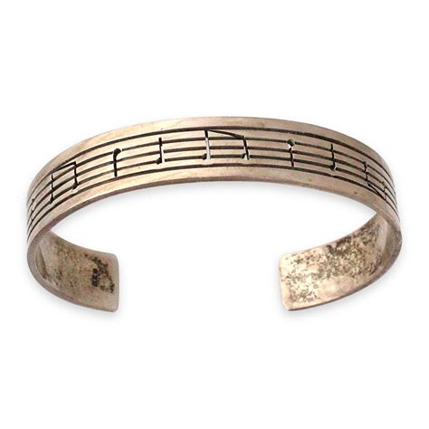 Vintage Sterling Silver Music Note Cuff Bracelet Musical Etsy