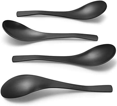 Hiware Matte Black Thick Heavy Weight Soup Spoons