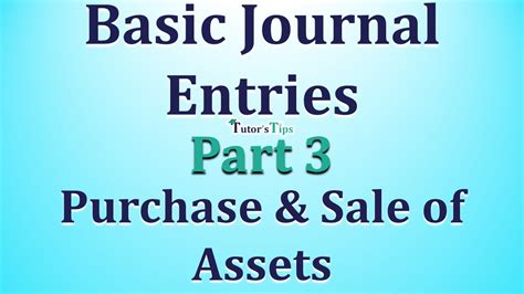 Journal Entries Of Purchase And Sales Of Assets Explained With Animated Examples Youtube