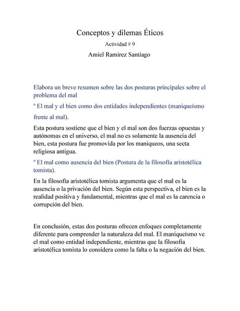 Conceptos y dilemas Éticos Act 9 Conceptos y dilemas Éticos Actividad