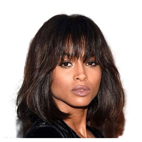 Ciara layered bob cut human hair capless wigs with bangs