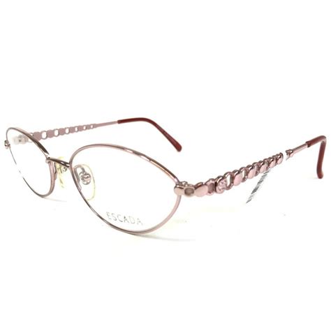 Escada Accessories Escada Eyeglasses Frames E375 Pah Pink Rose Gold Round Oval Wire Rim