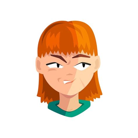 Premium Vector Angry Redhead Girl Female Emotional Face Avatar With