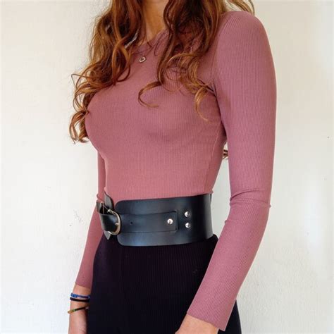 Black Wide Waist Leather Women Dress Belt T For Her Plus Etsy