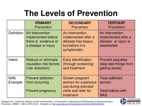 The Levels Of Prevention Primary Secondary And Tertiary The