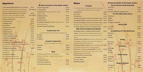 Menu At Asian Kitchen Restaurant Inverurie