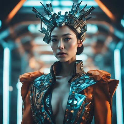 Premium AI Image Graceful Woman Wearing A Regal Crown In A Majestic