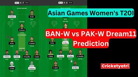 Ban W Vs Pak W Dream Prediction In Hindi Dream Team Fantasy