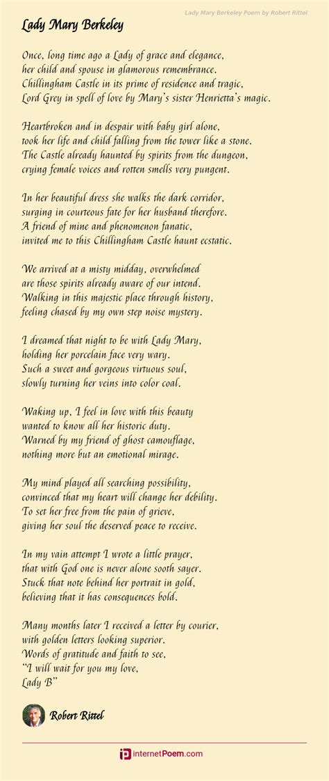 Lady Mary Berkeley Poem By Robert Rittel