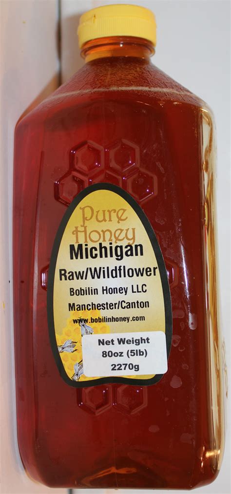 Wildflower Honey 5lb Sqeeze Bottle Bobilin Honey