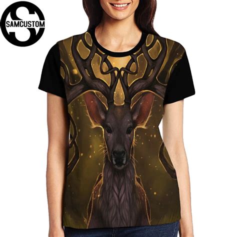 Samcustom Hot Deer Full Print Female Tees Short Sleeve T Shirt Lady T Shirt 3d T Shirt Women