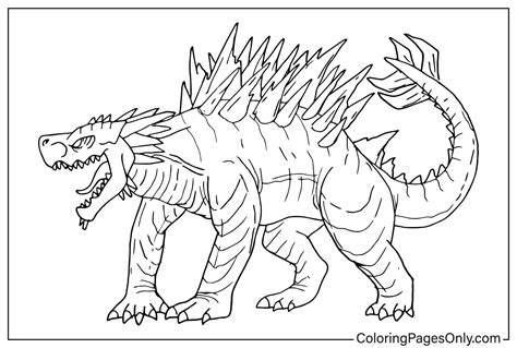 Página para colorear de Godzilla para niños Dibujos para colorear