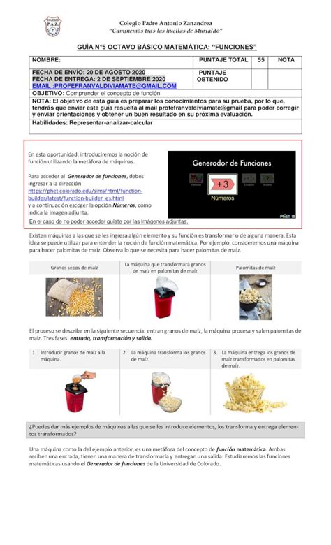 Pdf Gu A N Octavo B Sico Matem Tica Funcionescolegiopaz Cl Web