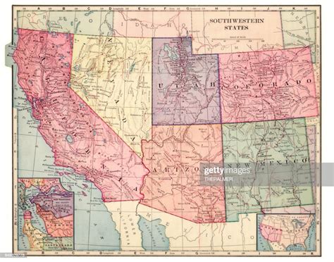 Southwestern States Map 1892 High Res Vector Graphic Getty Images