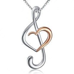 Musical Note Necklace Pendant Sterling Silver Jewelry For Women