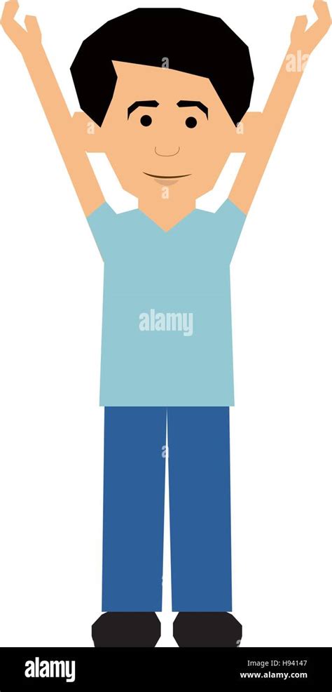 Man With Arms Up Cartoon Icon Image Vector Illustration Design Stock