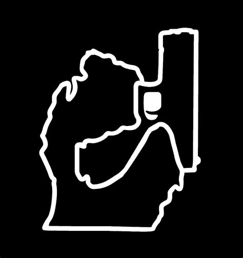 Michigan Mitten Gun Decal Semi Auto Or Revolver