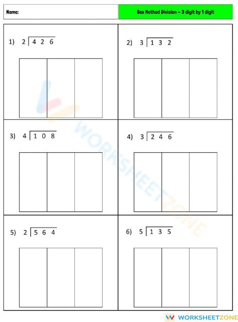 Box Method Division Worksheet