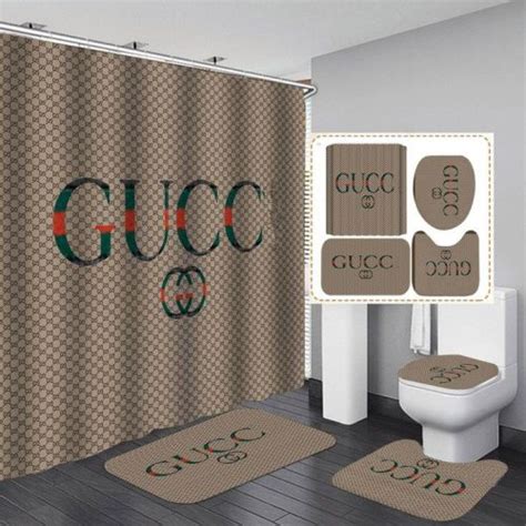 Gucci Vintage Logo In Signature Monogram Background Bathroom Set With