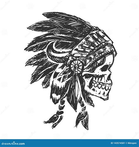 Indian Chief Skull Stock Vector Illustration Of Native