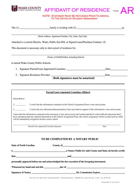 Form Nc Wcpss Affidavit Of Residence Fill Online Printable