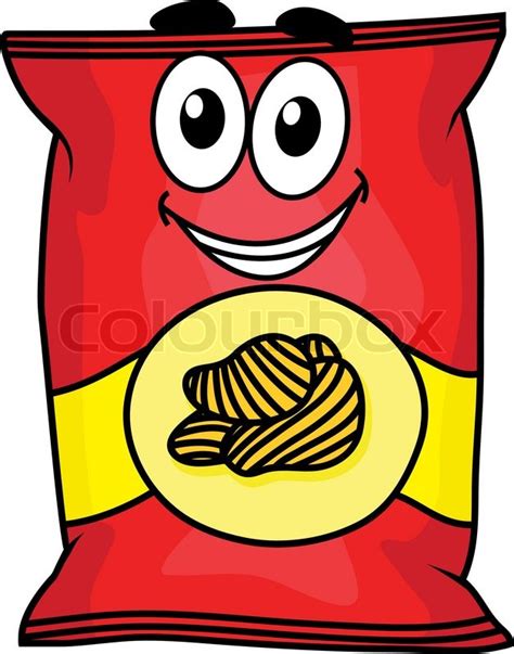 Cartoon happy cute potato chips packet ... | Stock vector | Colourbox