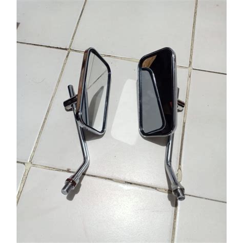 Jual Spion Retro Kotak Chrome Kaca Bening Sepion Classic Drat Honda