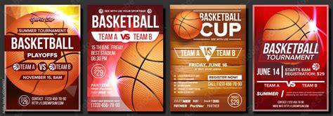 Basketball Poster Set Vector Design For Sports Bar Promotion