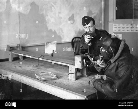 A Trainee Rear Gunner Learning How To Identify Enemy Aircraft Stock ...