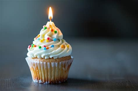 Premium Photo Cupcake With Lit Candle