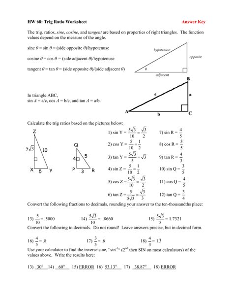 Trigonometric Ratios Practice Geometry