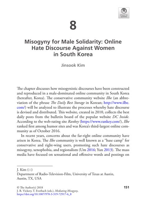 Pdf Misogyny For Male Solidarity Online Hate Discourse Against Women