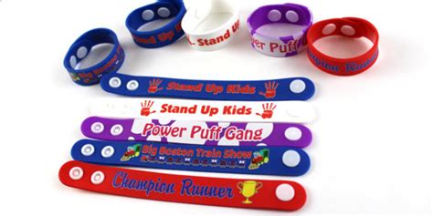 Custom Snap-Together Silicone Thick Plastic Wristbands - Wacky Print