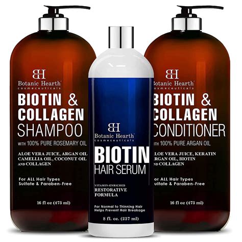 Botanic Hearth Vegan Collagen Biotin Shampoo And Conditioner Set 16 Oz Each And